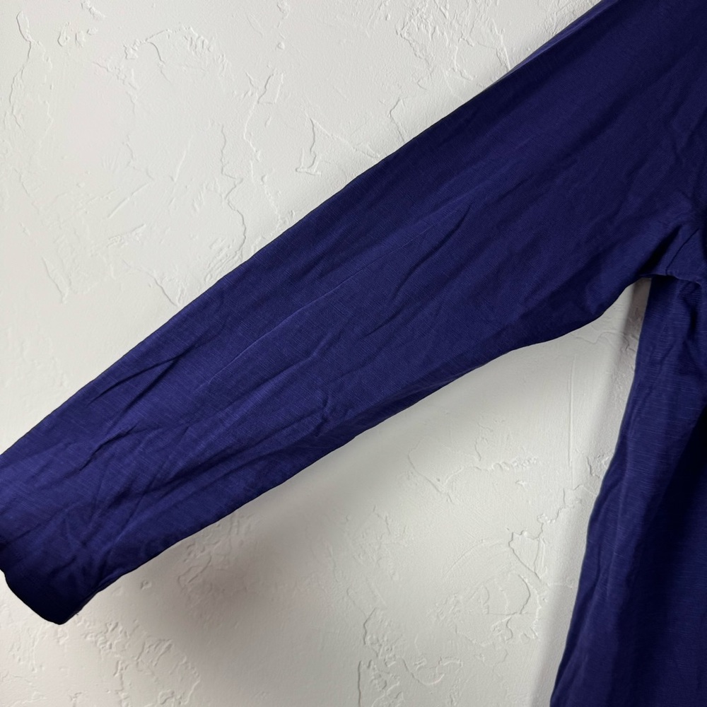 Eileen Fisher Shirt Knit Top Tee Organic Cotton Slub Long Sleeve Dark Purple - Picture 3 of 8
